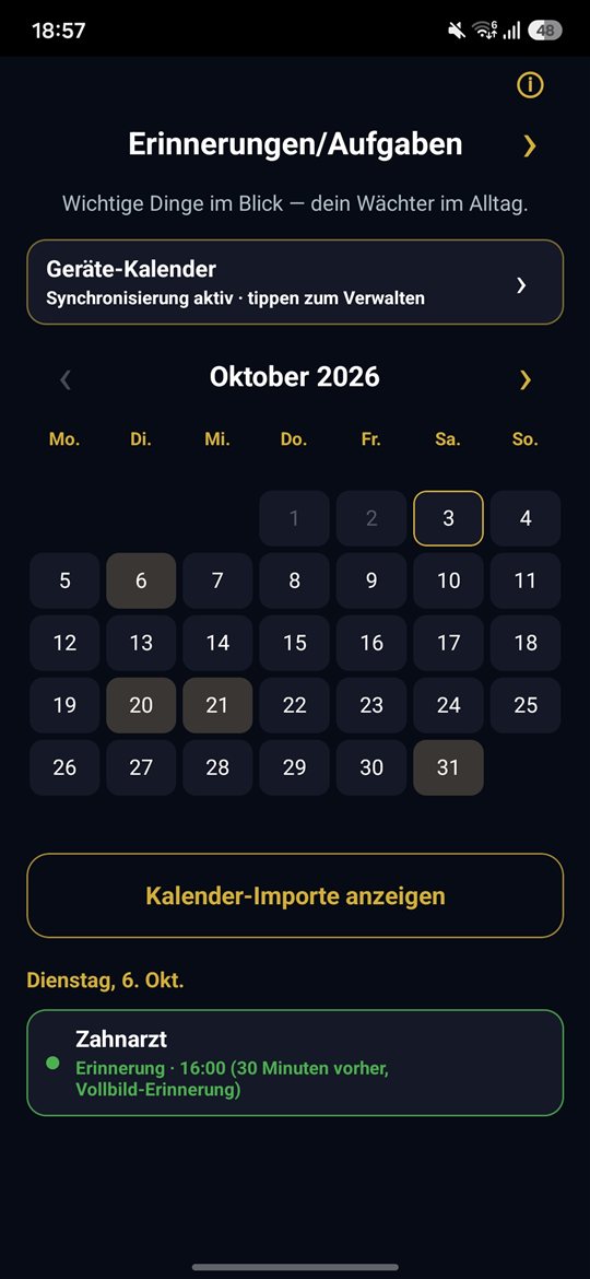 Guard Kalender mit Erinnerungen und Terminen